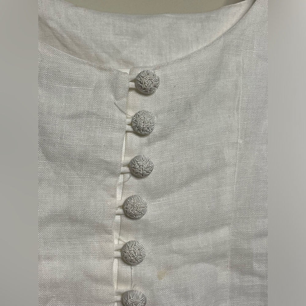 FARM Rio Off-White Sleeveless Euroflax Premium Linen Mini Dress - Picture 7 of 8